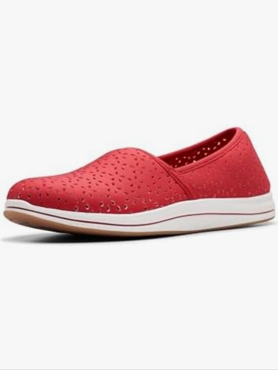 Clarks Shoes - Clarks Breeze Emily Coral Pink Perforated Slip‑On Loafers W 10